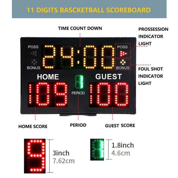 Wireless Remote Control Led Score Board Indoor 24 Second Shot Clock Basketball Electronic Snooker Cricket Soccer Scoreboard SDK