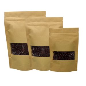 PET Window Zipper 100g Kraft Paper Stand Up Bags