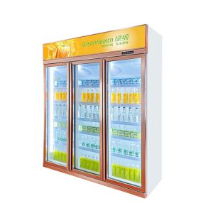 Customized 1 2 3 Glass Doors Chiller For Displays No Fog Cold Drink Commercial