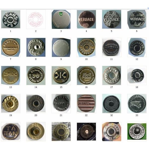 wholesale Custom Logo 17MM 20MM Iron Stainless steel Brass Jeans Button Bottons
