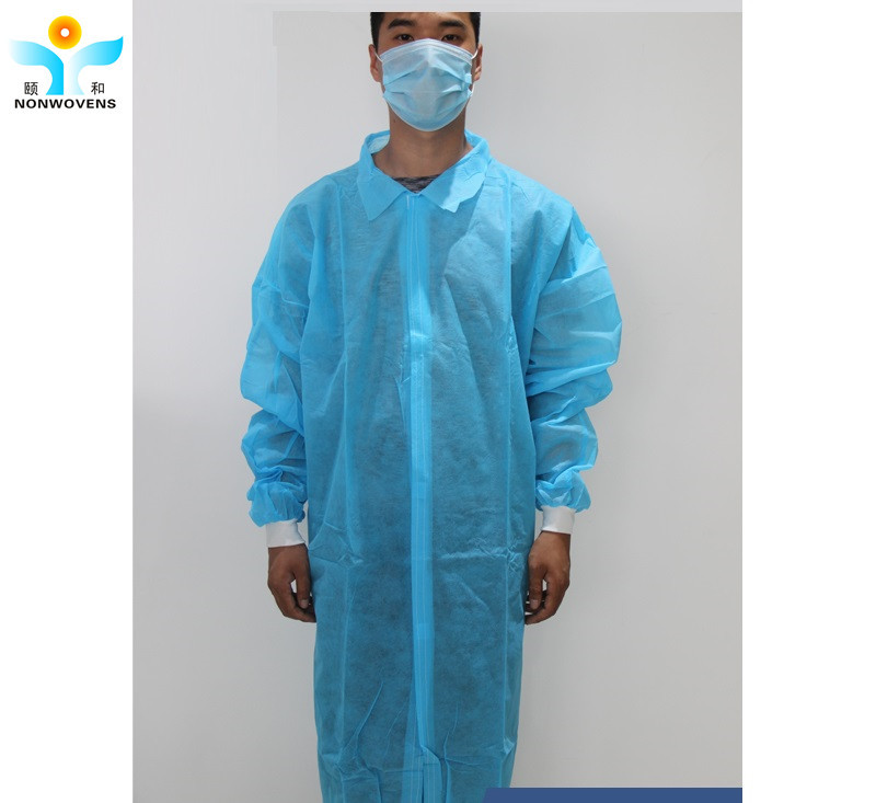 Knit Wrists Disposable Lab Coat PP PPE SMS Nonwoven Material