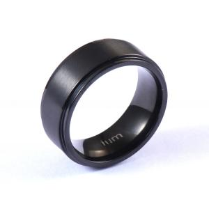 Men'S Black Titanium Wedding Bands 8mm Brushed Finished With Stepped Edges