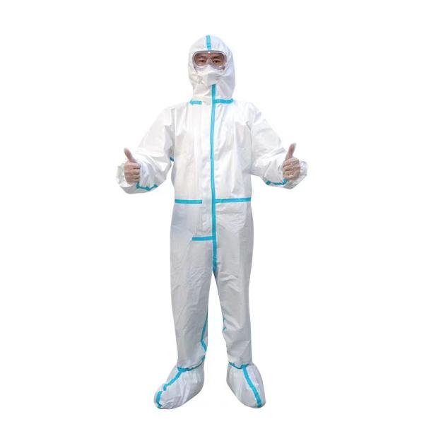 White Disposable Safety Suit PP / SMS / Microporous Fabric Full Body Suit Anti -