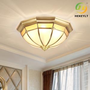 Copper Glass Residential Ceiling Light Living Room E27