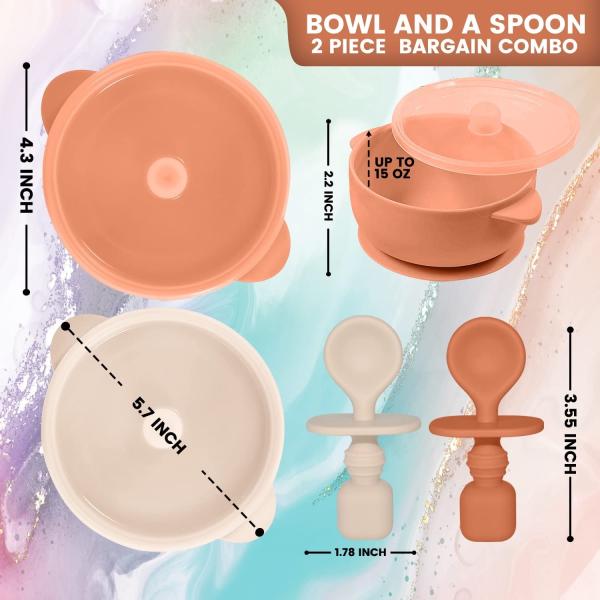 Heatproof Sturdy Silicone Dinnerware Set Suction Bowl With Spoon