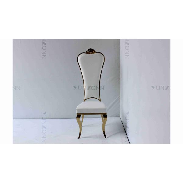 Buy White PU wholesale bride and groom wedding stainless steel gold high chair at wholesale prices