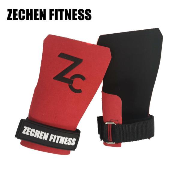 Red Fingerless Crossfit Grips Palm Protection Microfiber Leather Gymnastic Hand Guards