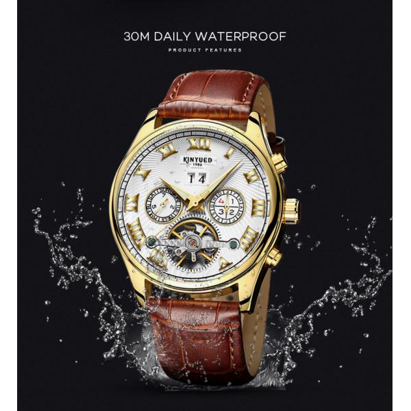 KINYUED Custom Logo Original Luxury Brand Automatic Mechanical Tourbillon Watch Men