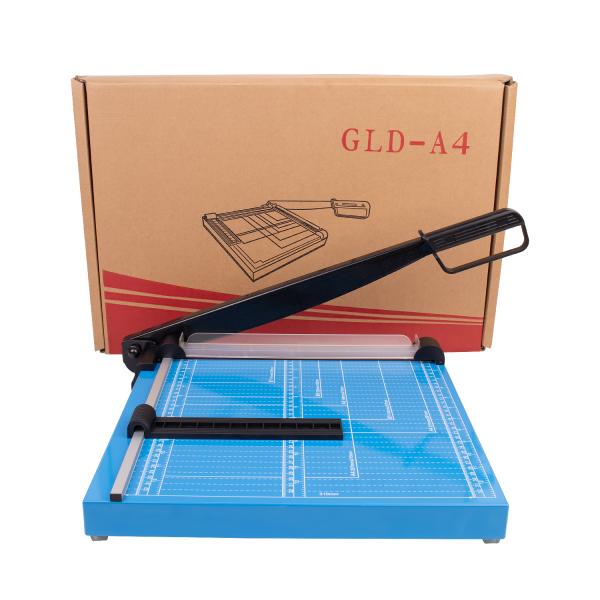 Professional A4 Manual Desktop Paper Cutter with Blue Base and Metal ABS Construction