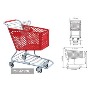 Plastic shopping trolley,supermarket trolley,plastic and metal trolley