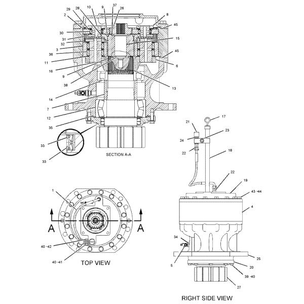 227-6113 E349D Excavator Swing Gearbox 296-6250 E345D