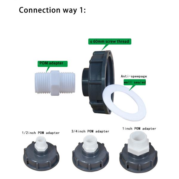 S60*6 IBC Tank Adapter Plastic Fitting 3/4" Casting Connector Water Tank Lid Valve Durable