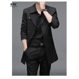 Men's Jackets Fashion Windproof Casual Slim Fit Windbreaker Long Coat With Suit