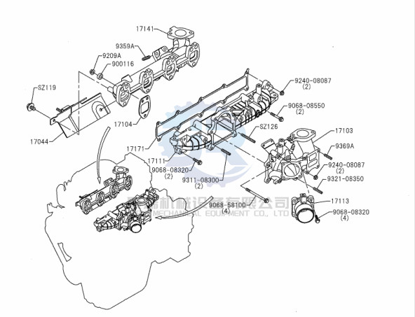 Manifold Exhaust J05e J08e Excavator Engine Parts VH17141E0080 For Sk200-8
