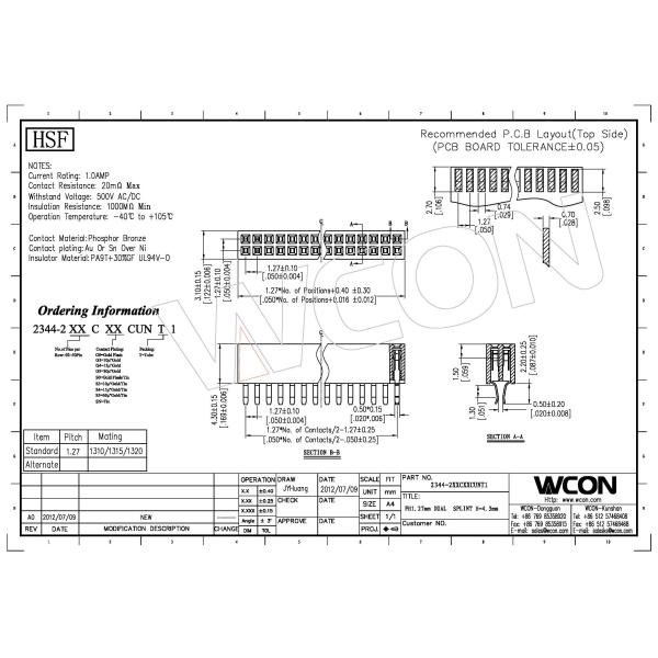 1.27mm H=4.3 Female Header Connector Dual Splint Dual Row Header