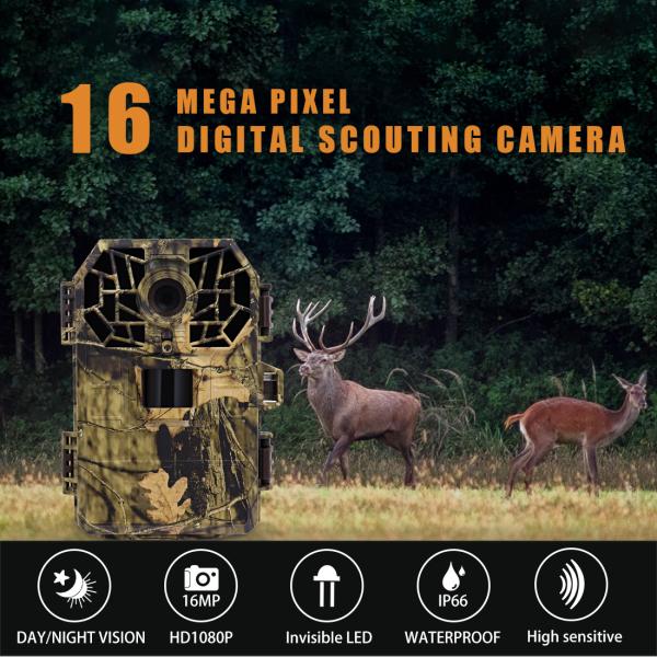 940nm IR LEDS IP66 Waterproof 16MP+1080P FHD Time Lapse Trail Camera