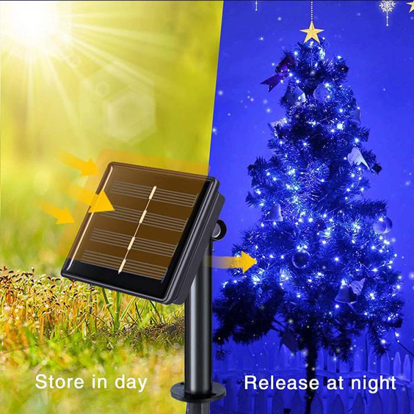 Solar Powered Copper Wire Led String Lights Green 100 LEDs For Outdoor Christmas