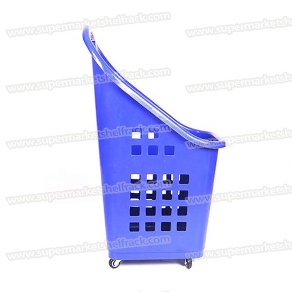 510MM 60LTR Red Mini Shopping Grocery Pickup Market Basket With Handles Four Wheels