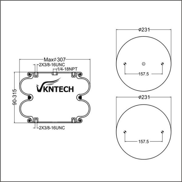 Trucks Spare Parts Double Convoluted Air Spring W01-358-7443 Air Rubber Bellow CT FD330-30 323