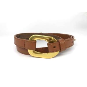2.3cm Cowhide Women'S Fashion Leather Belts With O Ring Shape Alloy Buckle