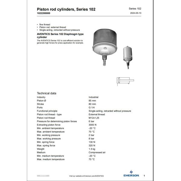 Steel Aventics Pneumatic Piston Rod Cylinder Series 102 Double Acting Single Acting