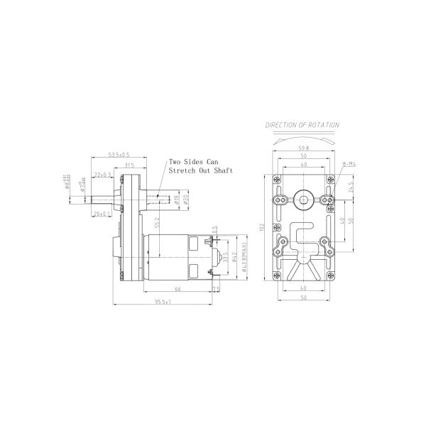 ROHS 24v Double Shaft 1rpm Flat Gear Motor Brushed 5Nm 30w