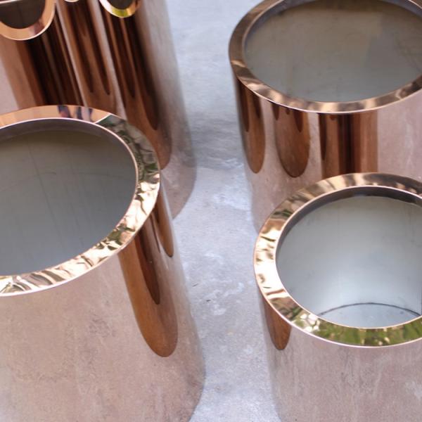 Custom outdoor garden flower pot metal mirrored round planters