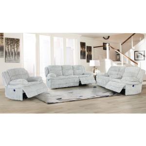 Power Recliner Sofa set with Power Recliner Seats and Storage Box, Gray Corduroy