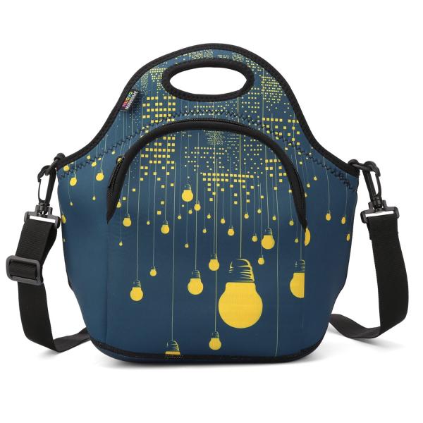 Neoprene Lunch Bag Food Carrier Science Meal Science Purse Shoulder Crossover Unisex Men Women Child Adjustable Strap
