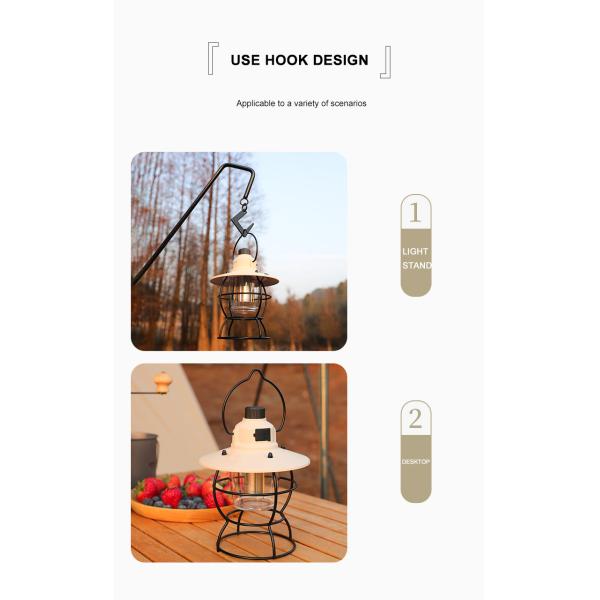 Retro Atmosphere Rechargeable Tent Horse Lamp 4500mAh Outdoor Portable