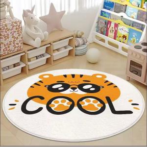 Animal Cartoon Wool Spinning Childrens Playroom Rug Round