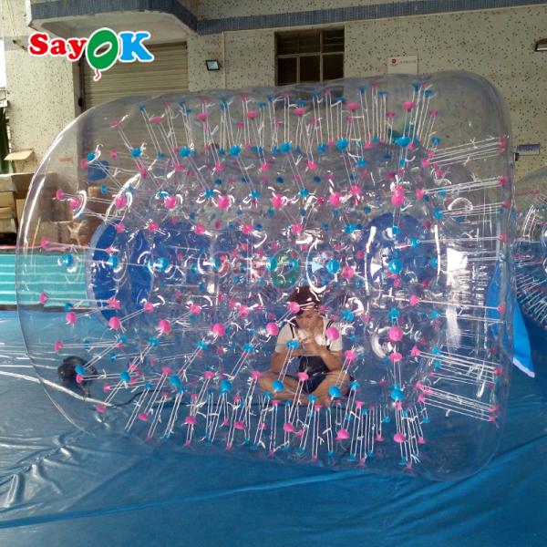 Sayok Inflatable Floating Roller Aqua Zorbing Ball Transparent PVC Cylinder Human Water Bubble Ball for Water Game