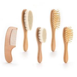 Modern Goat Bristle Brush Wooden Baby Brush And Comb Set For Newborns