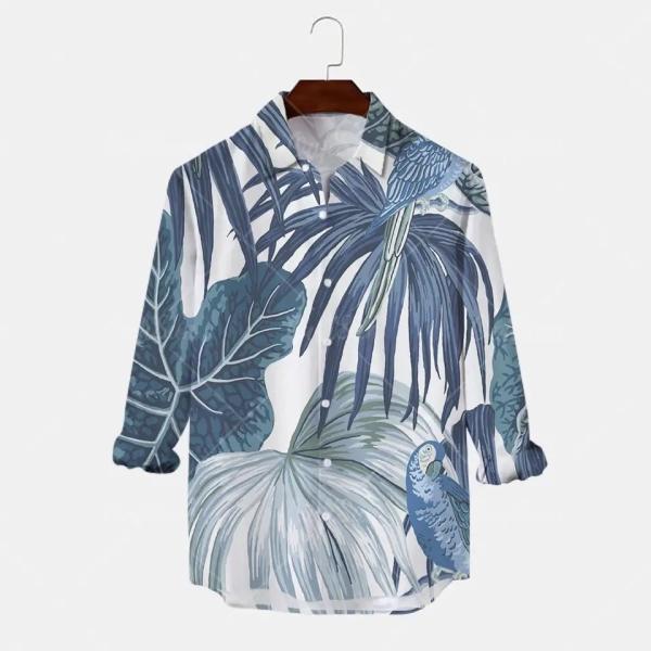 Manufacturers Fashion Trend Men′s Printed Hawaiian Resort Long-Sleeved Men′s