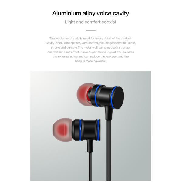 Black Stereo Metal Wired Earphones Super Bass Headphone