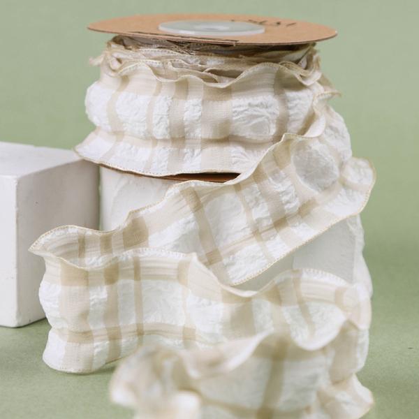 Korea Lattice Blue And White Gingham Ribbon 38mm Polyester Pink Tartan Ribbon