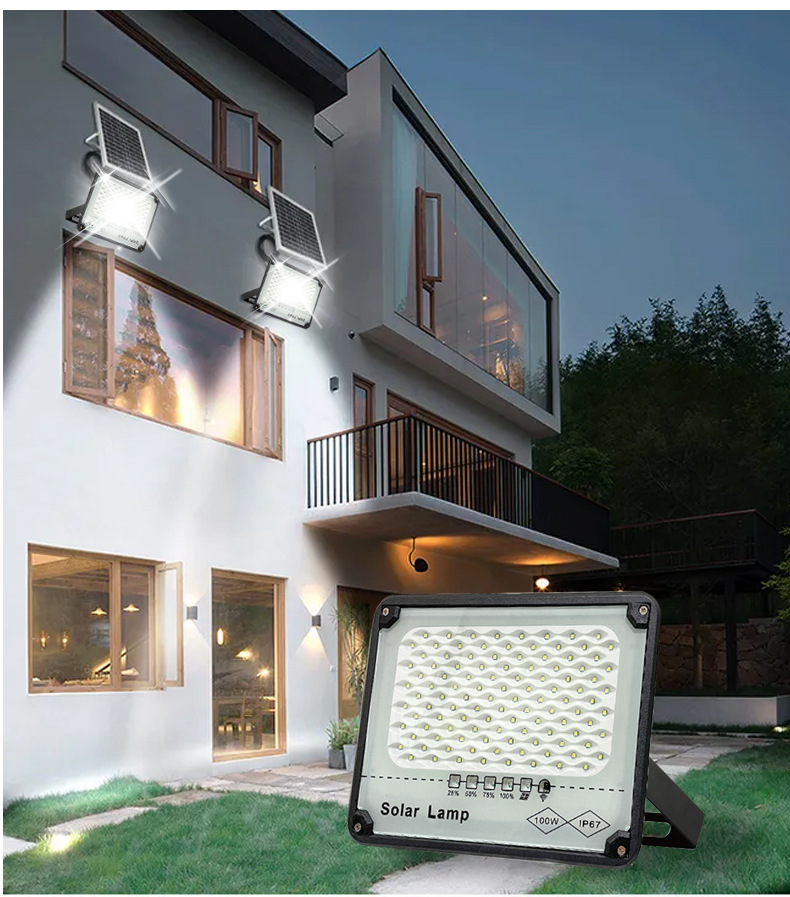 IP65 Smart Solar Flood Light With Auto Light Control Dusk To Dawn For Garden