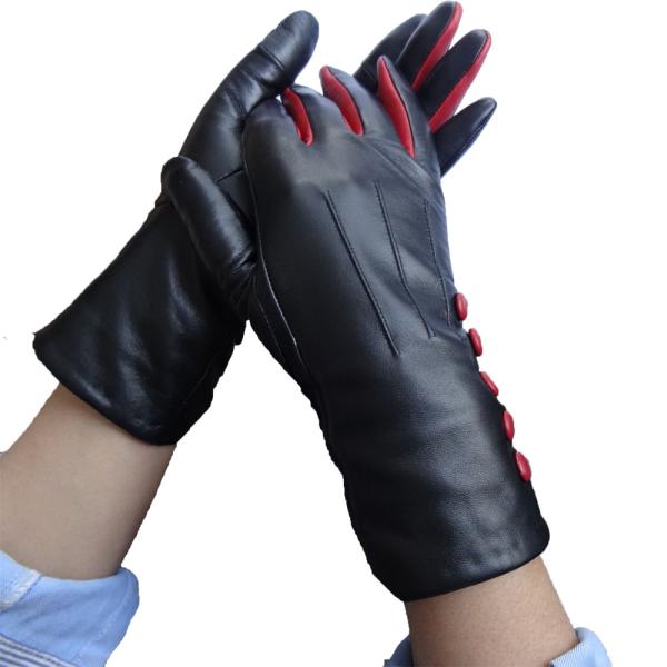 Genuine Women'S Winter Driving Gloves , Leather Ladies Dress Gloves With 5 Buttons
