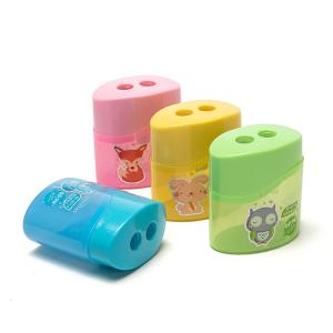 Cartoon Clear Transparent Oval Pencil Sharpener Double Hole