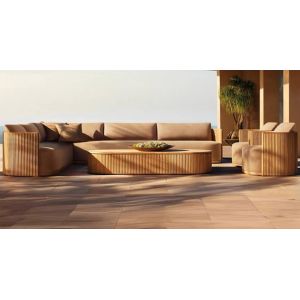 China Teak wood Patio outdoor Sofa Set Weather Resistant Gardens on sale
