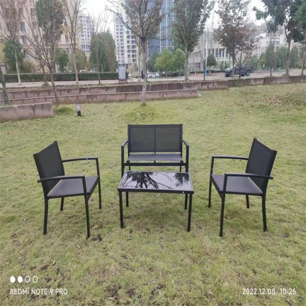 4 PCS Bistro Table And Chairs Rattan Outdoor Casual Chairs Side Table Balcony