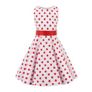 Polka Dot Flower Show Skirt Retro Cotton Kids Clothing