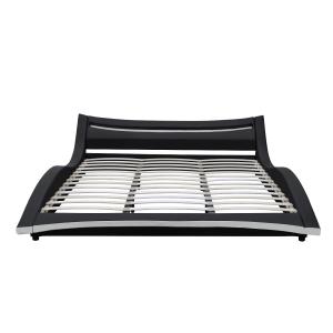 PU Leather Curved Upholstered Bed Frame Plywood With LED Easy Assemble