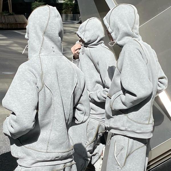 Buy Custom High Quality Blank Flared Sweatpants and Hoodie Set Unisex Cotton Stacked Pants Sweatsuit Oversized Hoodie and Jogger Set at wholesale prices