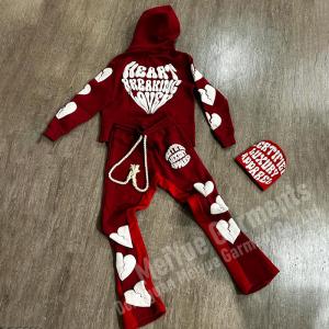 China Custom Jogger Pullover Cropped Sweatsuit Acid Wash Hoodie 3d Puff Print Jogging Tracksuits Set Flared Sweatpants and Hoodie Sets on sale