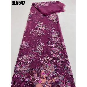 Latest fashionable aso ebi beaded lace wedding dress with shiny beaded Europe