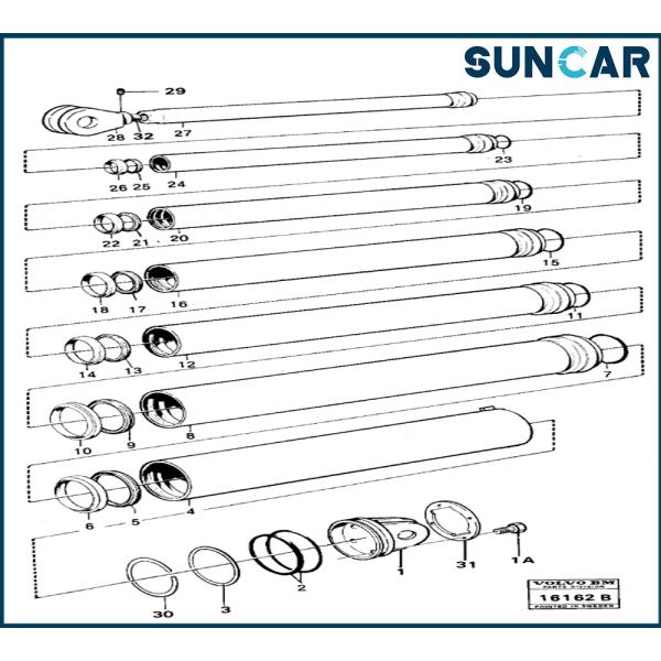 SUNCARVO.L.VO VOE 6630839 VOE6630839 Cylinder Seal Kit For 5350, 5350B, A20, A25 SUNCARVO.L.VO BM