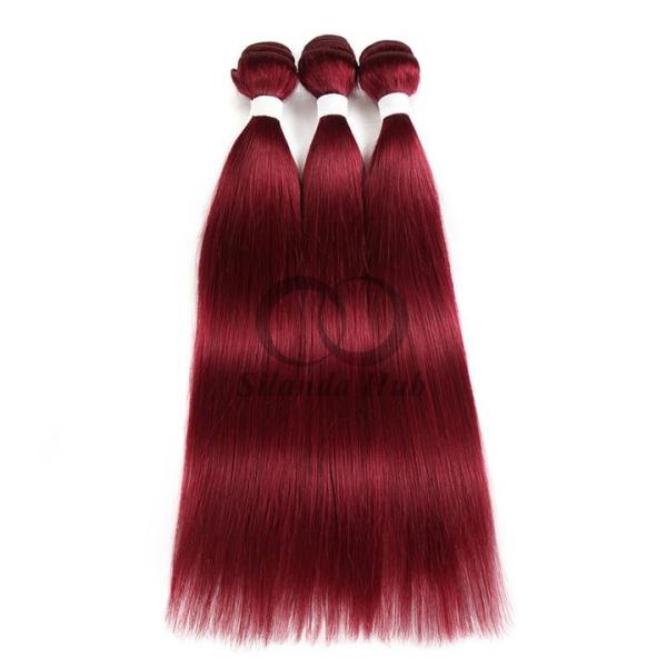 Burgundy Straight Remy Human Hair Bundles Sew In Weave Bundles Brazilian Bundle Deals