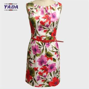 Elegant fashion neck floral printed bodycon shirt dresses classic casual ladies