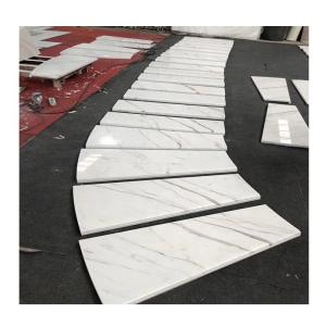 Quality White Marble Carved Stair Treads And Risers for European Apartment Interior in Italy for sale